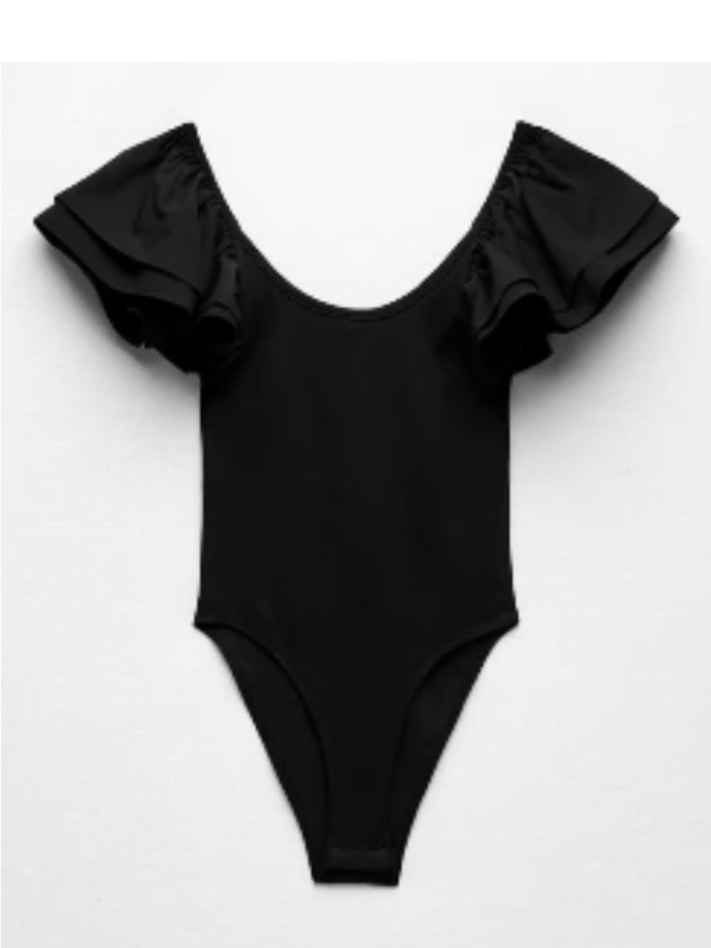 Zara Black bodysuit with ruffle sleeves optional off shoulder look